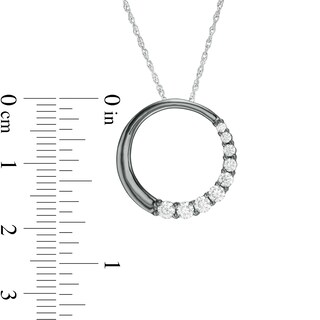 0.45 CT. T.W. Journey Diamond Circle Pendant in 10K White Gold and Black Rhodium|Peoples Jewellers