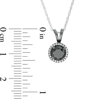 1.18 CT. T.W. Enhanced Black and White Diamond Frame Drop Pendant in 10K White Gold with Black Rhodium|Peoples Jewellers