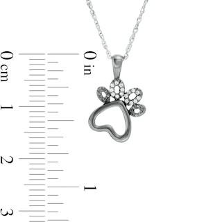 0.04 CT. T.W. Diamond Paw Print Outline Pendant in Sterling Silver with Black Rhodium|Peoples Jewellers