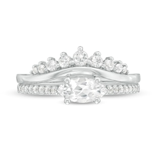 Marquise Lab-Created White Sapphire Crown Bridal Set in Sterling Silver|Peoples Jewellers
