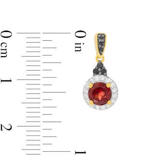 Garnet, Lab-Created White Sapphire and 0.085 CT. T.W. Black Diamond Earrings in Sterling Silver with 14K GP|Peoples Jewellers