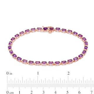 Oval Amethyst and White Topaz Bracelet in 14K Rose Gold Over Silver - 7.25"|Peoples Jewellers