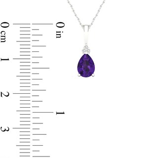Pear-Shaped Amethyst and Diamond Accent Tri-Top Pendant in 10K White Gold|Peoples Jewellers