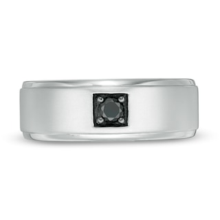 Men's 0.23 CT. Black Diamond Solitaire Band in 10K White Gold|Peoples Jewellers
