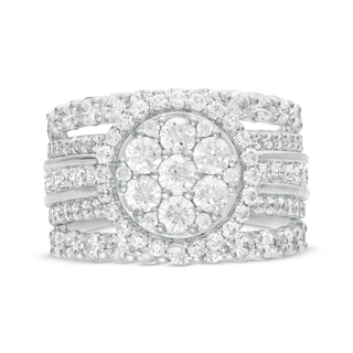 3.00 CT. T.W. Composite Diamond Frame Multi-Row Split Shank Engagement Ring in 10K White Gold|Peoples Jewellers