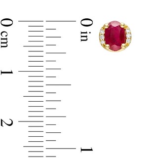 Oval Ruby and 0.04 CT. T.W. Diamond Collar Stud Earrings in 10K Gold|Peoples Jewellers