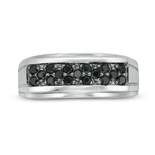 Men's 0.45 CT. T.W. Black Diamond Zig-Zag Anniversary Band in Sterling Silver|Peoples Jewellers