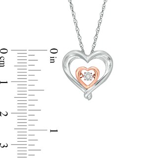 Diamond Accent Double Heart Outline Pendant in Sterling Silver with 14K Rose Gold Plate|Peoples Jewellers