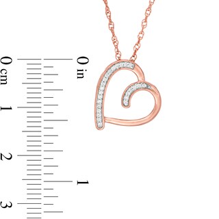 0.065 CT. T.W. Diamond Tilted Heart Outline Pendant in Sterling Silver with 14K Rose Gold Plate|Peoples Jewellers