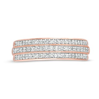 0.29 CT. T.W. Diamond Multi-Row Vintage-Style Band in 10K Rose Gold|Peoples Jewellers