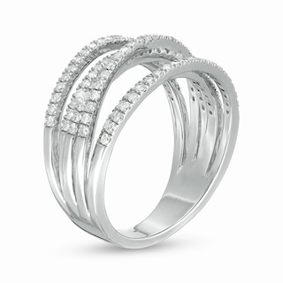 0.69 CT. T.W. Diamond Multi-Row Crossover Anniversary Band in Sterling Silver|Peoples Jewellers