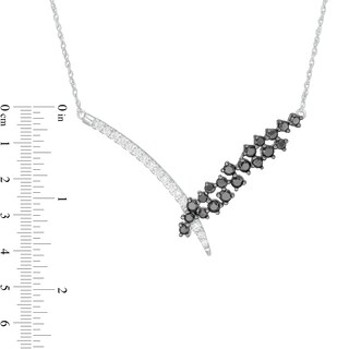 0.95 CT. T.W. Enhanced Black and White Diamond Chevron Scatter Necklace in 10K White Gold|Peoples Jewellers