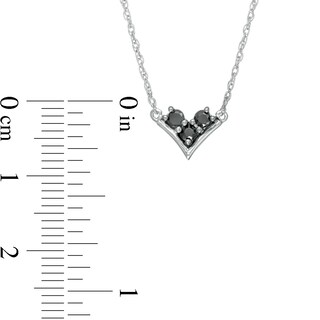 0.145 CT. T.W. Enhanced Black and White Diamond Three Stone "V" Necklace in Sterling Silver|Peoples Jewellers