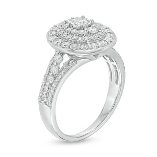 0.95 CT. T.W. Diamond Frame Multi-Row Engagement Ring in 10K White Gold|Peoples Jewellers