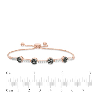 0.95 CT. T.W. Enhanced Black and White Diamond Alternating Circle and Bar Bolo Bracelet in 10K Rose Gold - 9.5"|Peoples Jewellers