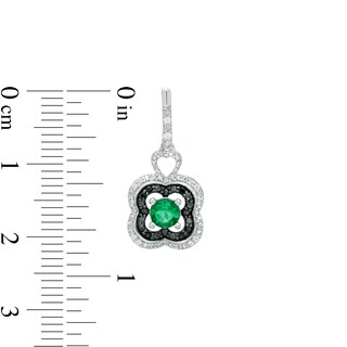 4.0mm Lab-Created Emerald and 0.115 CT. T.W. White and Black Diamond Clover Drop Earrings in Sterling Silver|Peoples Jewellers