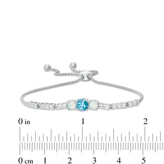 Swiss Blue Topaz, Lab-Created Opal and White Sapphire Bolo Bracelet in Sterling Silver - 9.0"|Peoples Jewellers