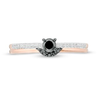 0.23 CT. T.W. Enhanced Black and White Diamond Promise Ring in 10K Rose Gold|Peoples Jewellers