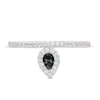 0.145 CT. T.W. Enhanced Black and White Diamond Pear-Shaped Frame Promise Ring in 10K Rose Gold|Peoples Jewellers