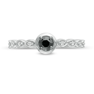 0.23 CT. T.W. Enhanced Black and White Diamond Art Deco Promise Ring in 10K White Gold|Peoples Jewellers