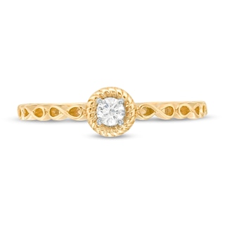 0.085 CT. Diamond Rope Frame Infinity Shank Solitaire Promise Ring in 10K Gold|Peoples Jewellers
