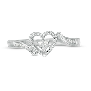 0.05 CT. T.W. Diamond Heart-Shaped Bypass Promise Ring in Sterling Silver|Peoples Jewellers