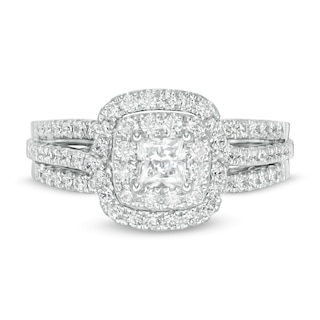1.00 CT. T.W. Canadian Certified Princess-Cut Diamond Frame Multi-Row Engagement Ring in 10K White Gold (I/I1)|Peoples Jewellers
