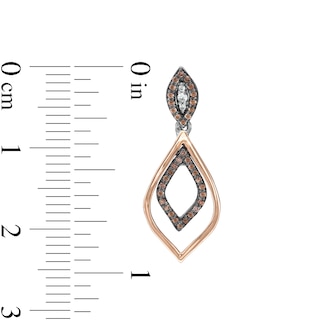 0.25 CT. T.W. Champagne and White Diamond Teardrop Earrings in Sterling Silver and 10K Rose Gold|Peoples Jewellers