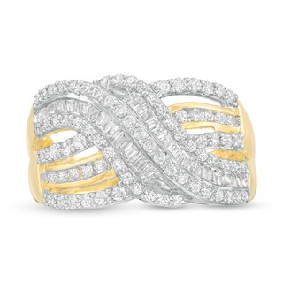 1.00 CT. T.W. Diamond Multi-Row Wave Ring in 10K Gold|Peoples Jewellers