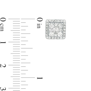 1.00 CT. T.W. Composite Diamond Square Frame Stud Earrings in 10K White Gold|Peoples Jewellers