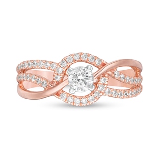 0.45 CT. T.W. Diamond Multi-Row Bypass Engagement Ring in 10K Rose Gold|Peoples Jewellers