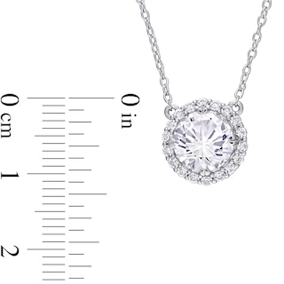 8.0mm Lab-Created White Sapphire Frame Necklace in Sterling Silver|Peoples Jewellers