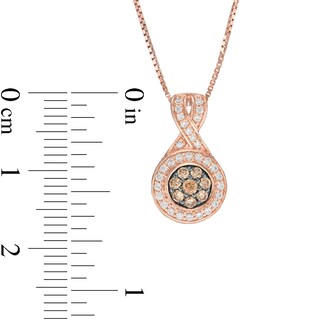 0.25 CT. T.W. Champagne and White Diamond Frame Pendant in 10K Rose Gold|Peoples Jewellers