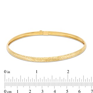 Diamond-Cut Flex Bangle and Hoop Earrings Set in 10K Gold - 7.5"|Peoples Jewellers