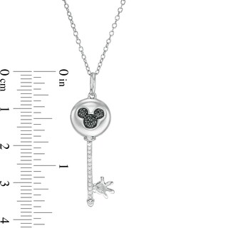 Mickey Mouse & Minnie Mouse 0.085 CT. T.W. Enhanced Black and White Diamond Key Pendant in Sterling Silver - 19"|Peoples Jewellers