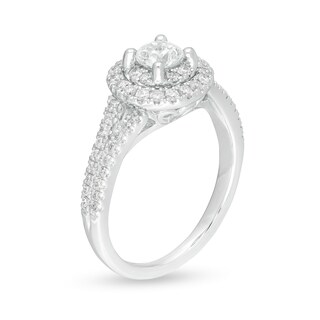 1.00 CT. T.W. Diamond Double Frame Split Shank Engagement Ring in 14K White Gold|Peoples Jewellers