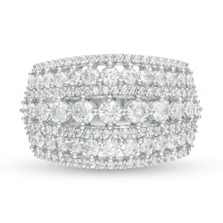 1.96 CT. T.W. Diamond Multi-Row Domed Ring in 10K White Gold|Peoples Jewellers