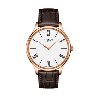 Men's Tissot Tradition Rose-Tone Strap Watch with White Dial (Model: T063.409.36.018.00)|Peoples Jewellers