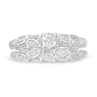0.23 CT. T.W. Diamond Leaf-Shank Bridal Set in 10K White Gold|Peoples Jewellers