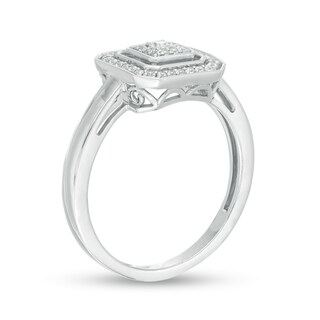 0.18 CT. T.W. Diamond Octagonal Frame Promise Ring in Sterling Silver|Peoples Jewellers
