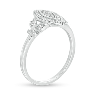 0.145 CT. T.W. Diamond Marquise Frame Petal-Sides Promise Ring in Sterling Silver|Peoples Jewellers