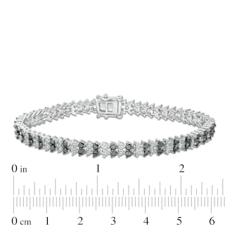 0.50 CT. T.W. Black Diamond Two Row Tennis Bracelet in Sterling Silver and Black Rhodium - 7.25"|Peoples Jewellers