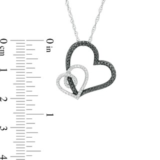 0.25 CT. T.W. Enhanced Black and White Diamond Entwined Double Heart Pendant in Sterling Silver|Peoples Jewellers