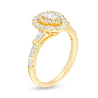 0.69 CT. T.W. Pear-Shaped Diamond Double Frame Engagement Ring in 14K Gold|Peoples Jewellers