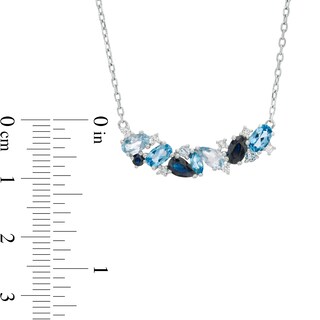 Multi-Gemstone and Lab-Created Blue Sapphire Cluster Necklace in Sterling Silver|Peoples Jewellers