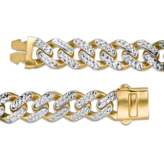 9.5mm Diamond-Cut Curb Chain Necklace in Hollow 14K Two-Tone Gold - 22"|Peoples Jewellers