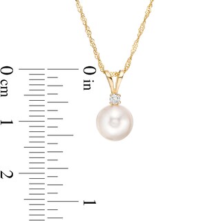 IMPERIAL® 7.5-8.0mm Akoya Cultured Pearl and Diamond Accent Pendant in 14K Gold|Peoples Jewellers