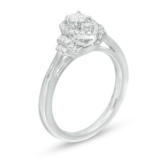 0.40 CT. T.W. Composite Diamond Pear-Shaped Frame Collar Engagement Ring in 10K White Gold|Peoples Jewellers