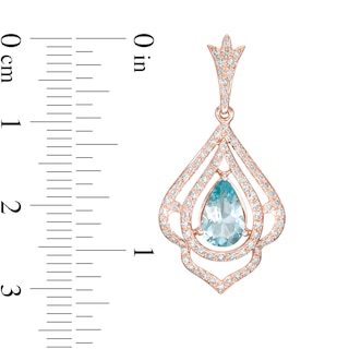 EFFY™ Collection Pear-Shaped Aquamarine and 0.53 CT. T.W. Diamond Drop Earrings in 14K Rose Gold|Peoples Jewellers