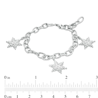 Diamond Accent Snowflake Charm Bracelet in Sterling Silver - 7.5"|Peoples Jewellers